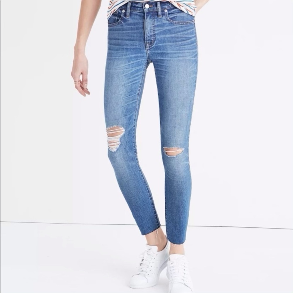 Madewell 27 (4) 9” High Rise Skinny Jeans Distressed Frayed Hems Women’s Stretch